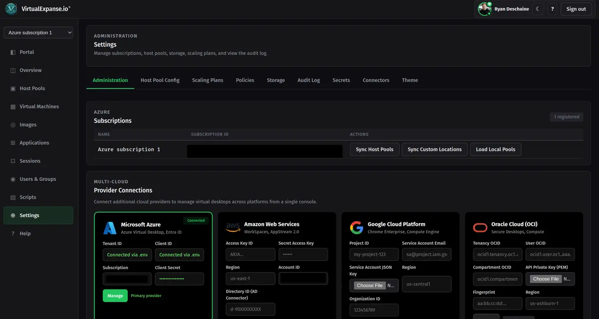 VirtualExpanse Management Portal
